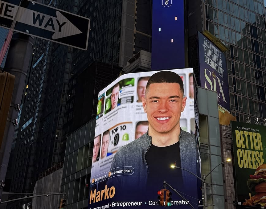 Marko on a Times Square billboard